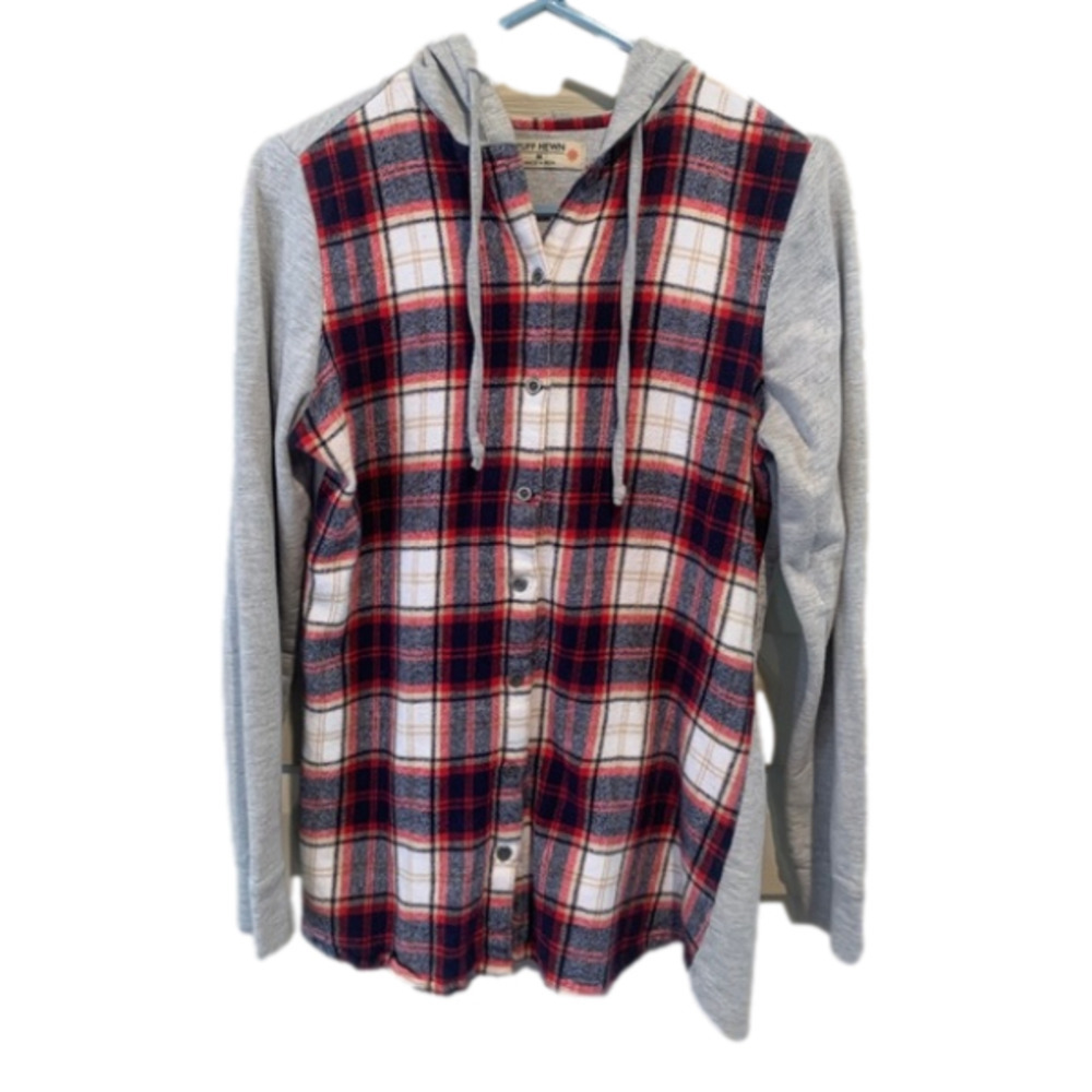 Ruff Hewn Medium Button Down Flannel Hooded Tunic Used